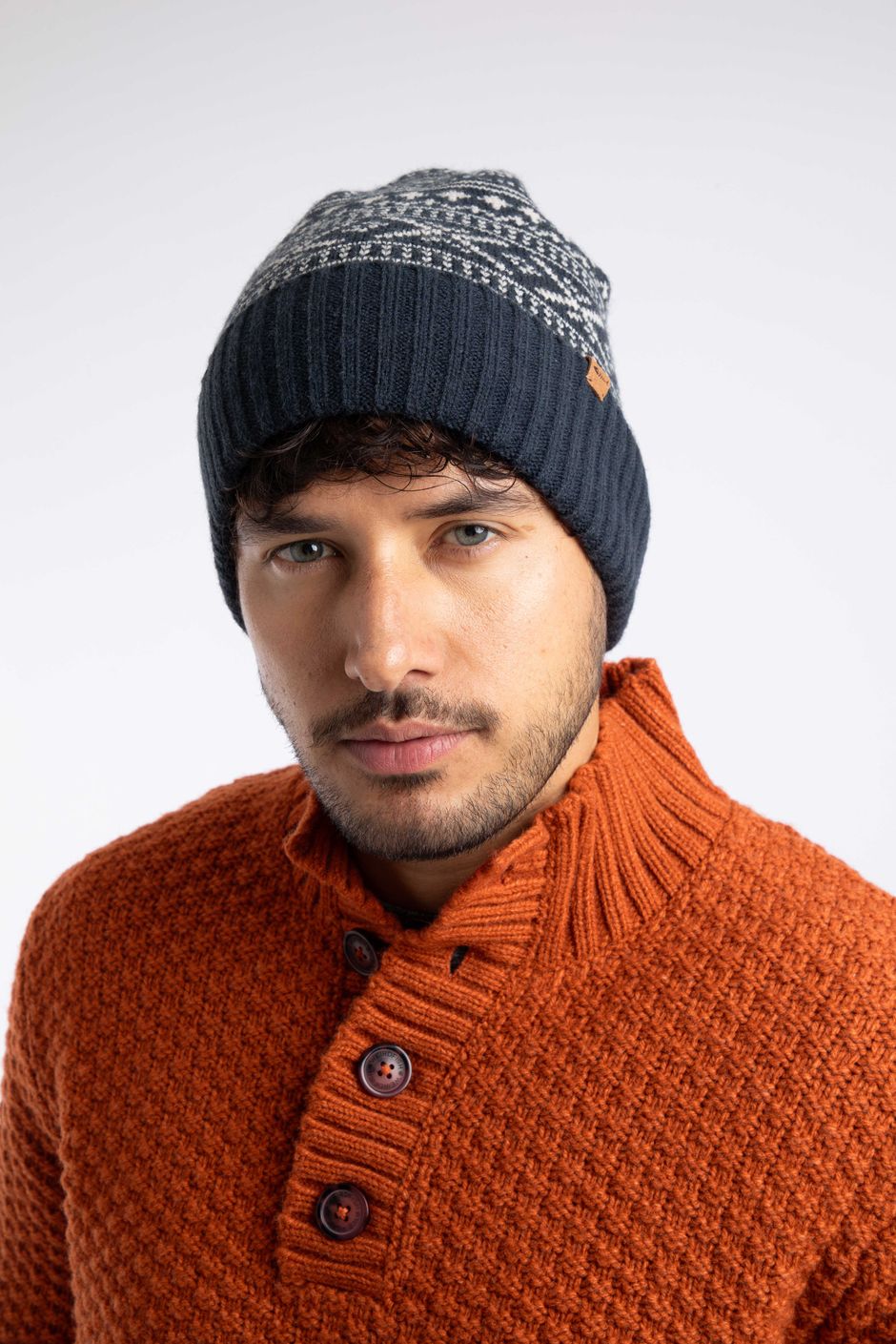 McSorley Fair Isle Beanie Hat Navy