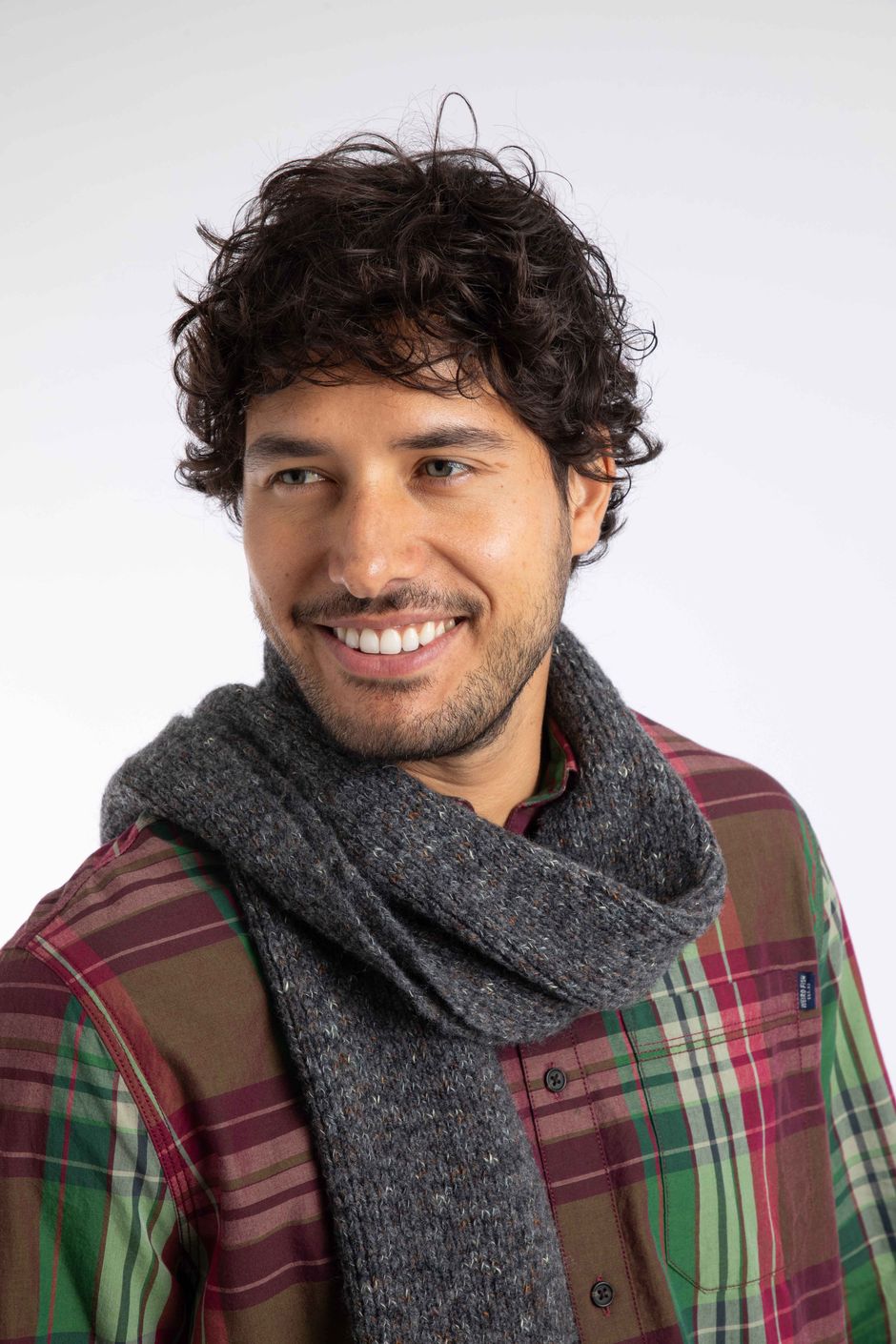 Cambria Nep Yarn Knitted Scarf Dark Grey Marl