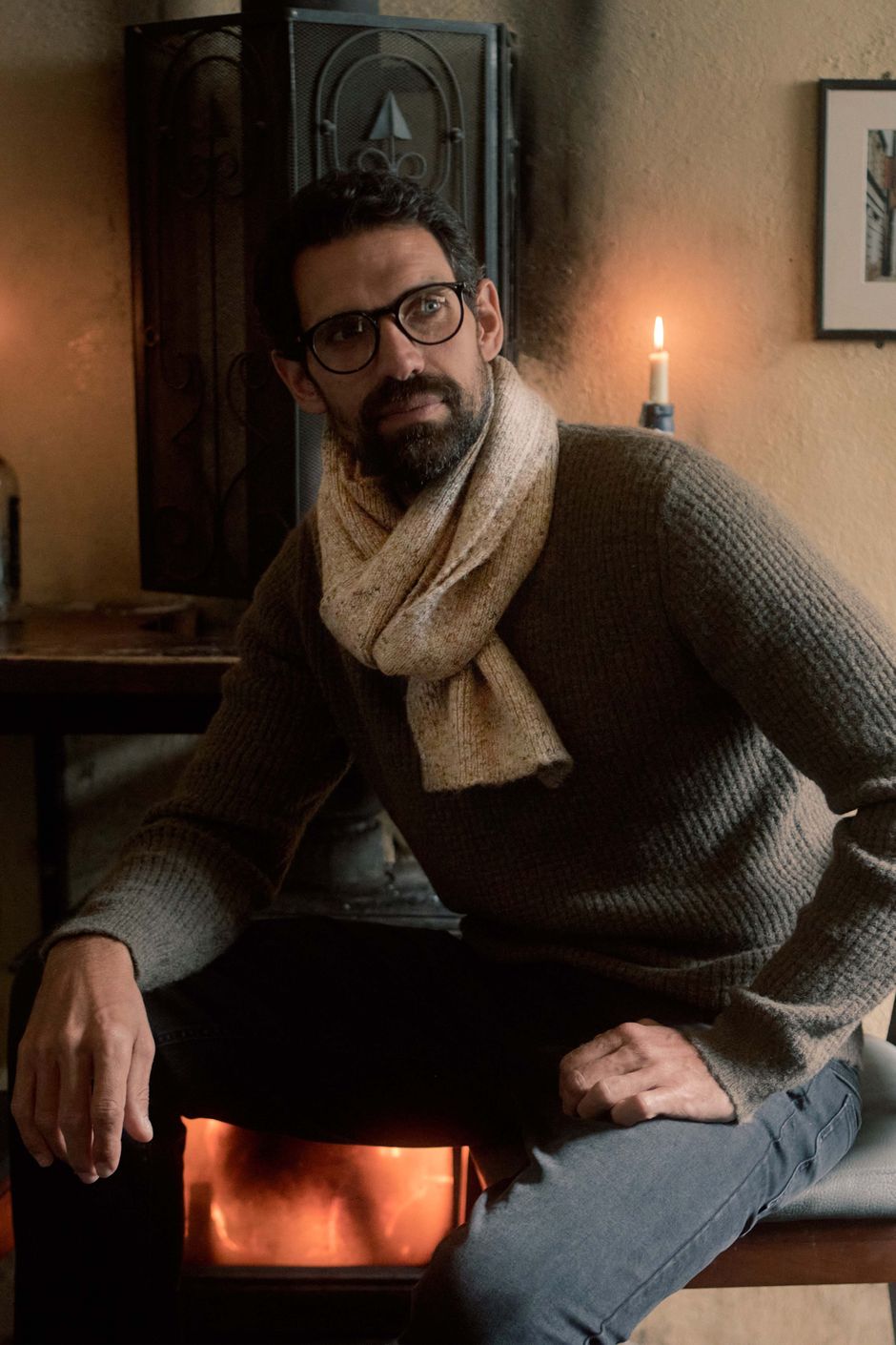 Cambria Nep Yarn Knitted Scarf Stone