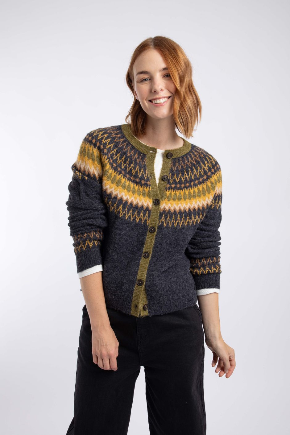 Miah Fair Isle Cardigan Midnight