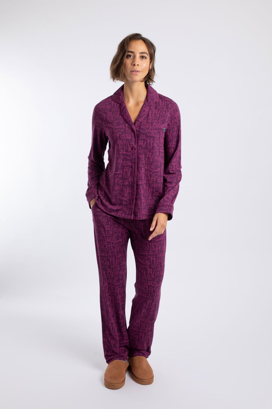 Breay Printed Pyjama Trouser Set Beet