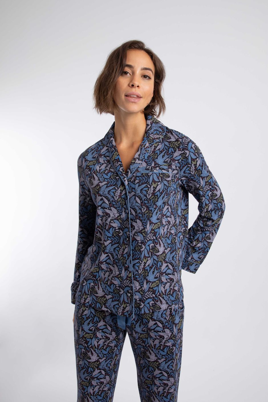 Breay Printed Pyjama Trouser Set Blue Shine