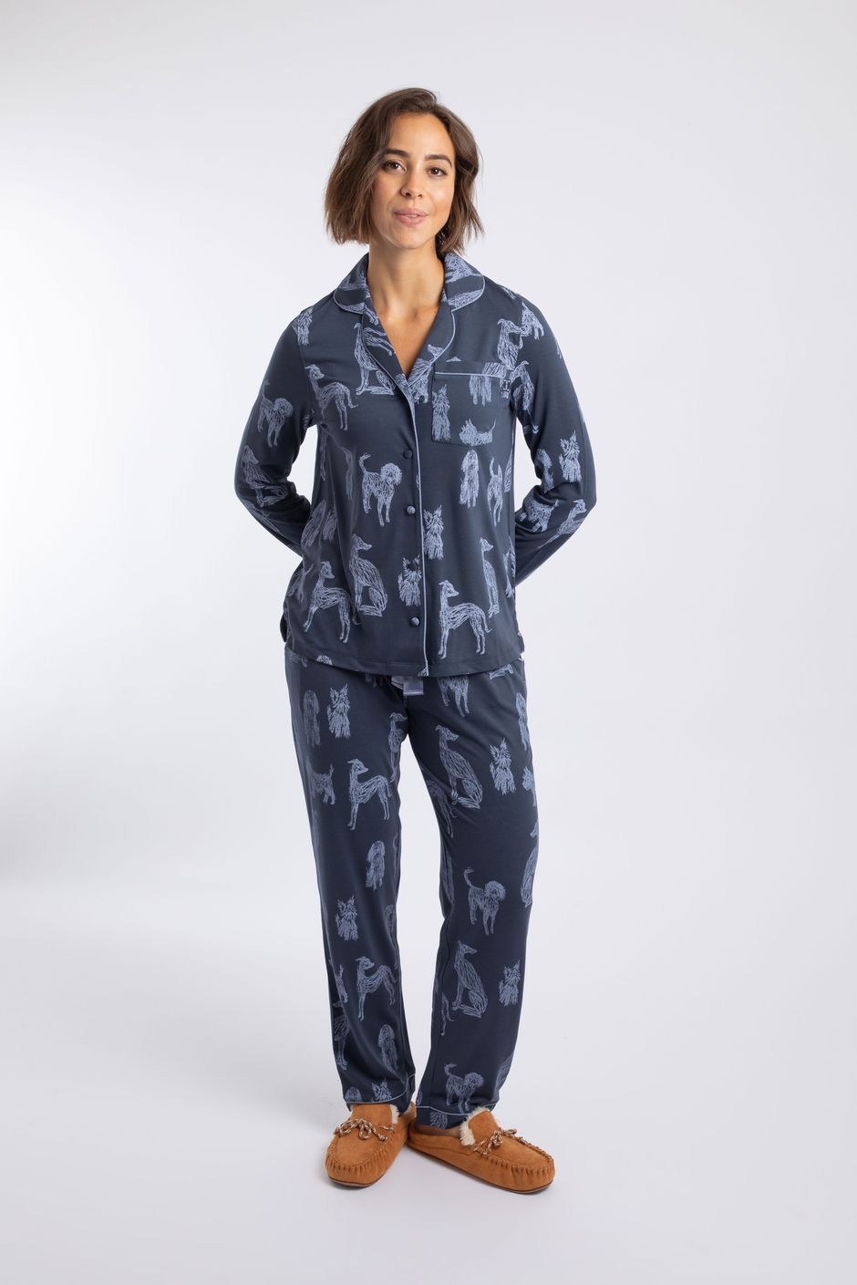 Breay Printed Pyjama Trouser Set Navy