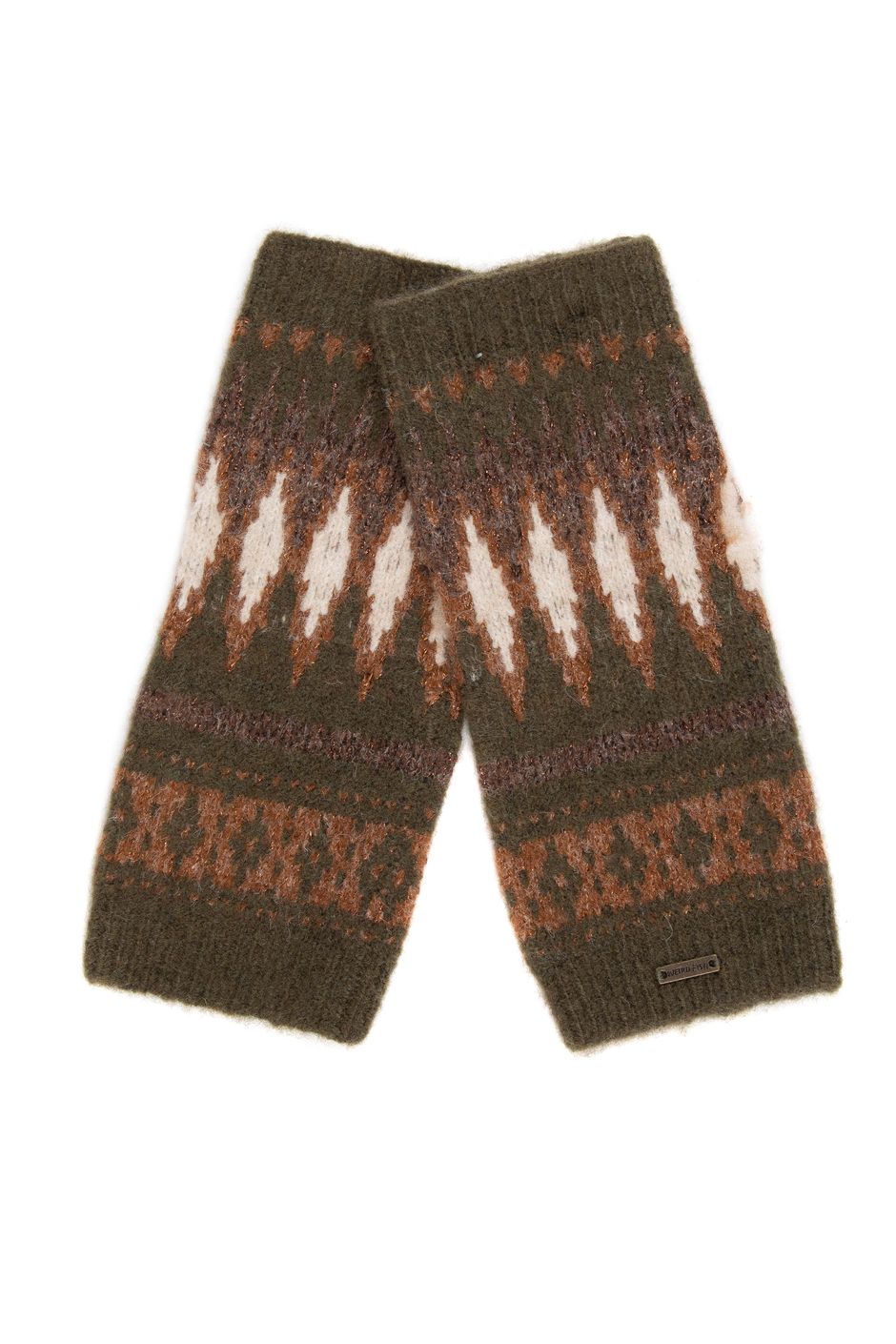 Hewte Sparkle Fair Isle Wristwarmers Oak Green
