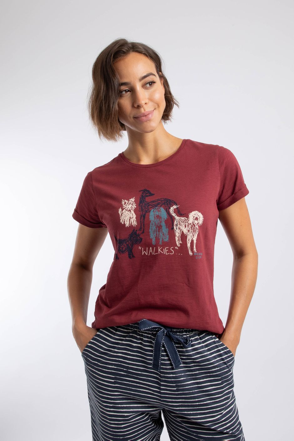 Dowey Printed Pyjama Trouser Set Rhubarb