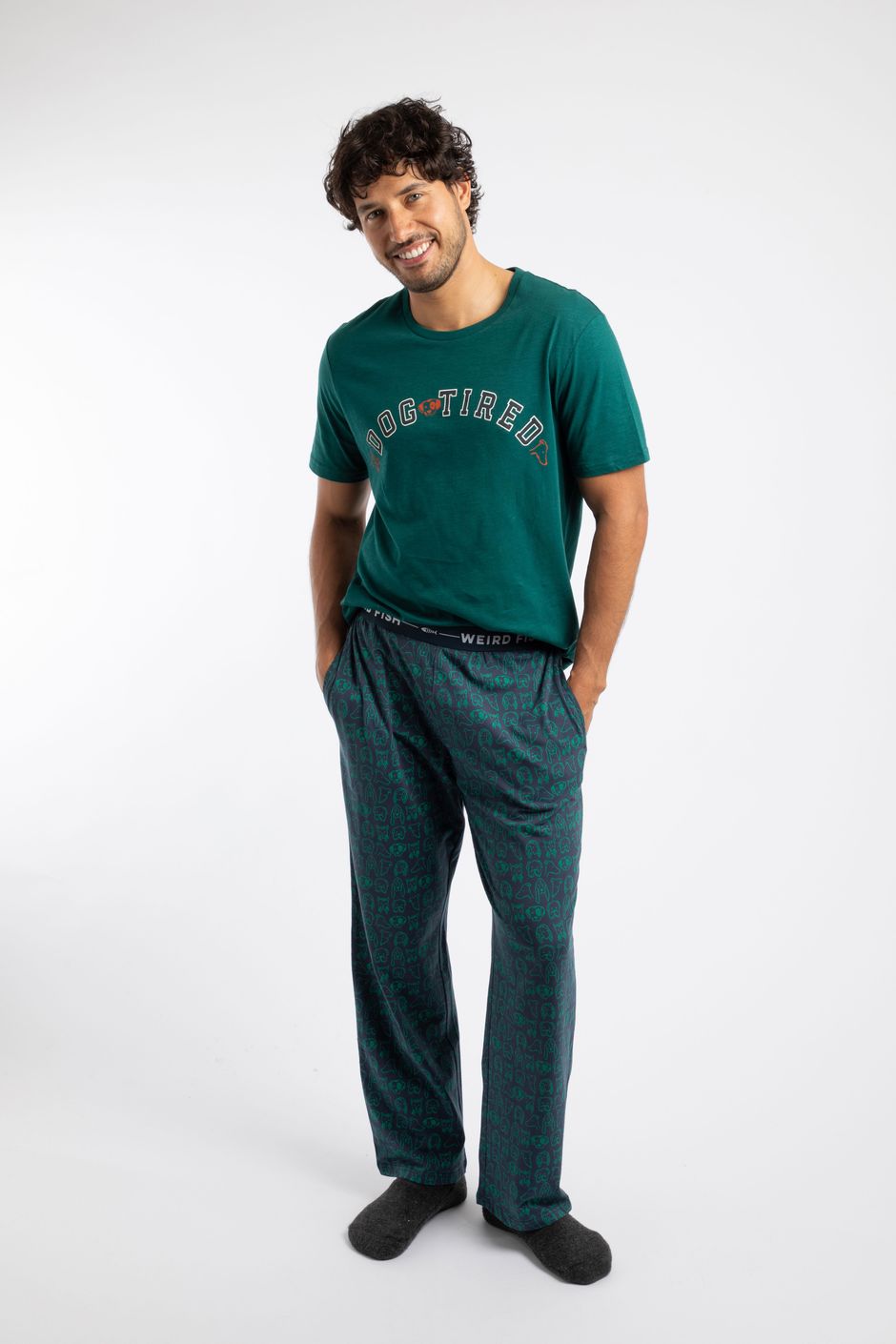 Braniff Printed Lounge Pants Deep Teal
