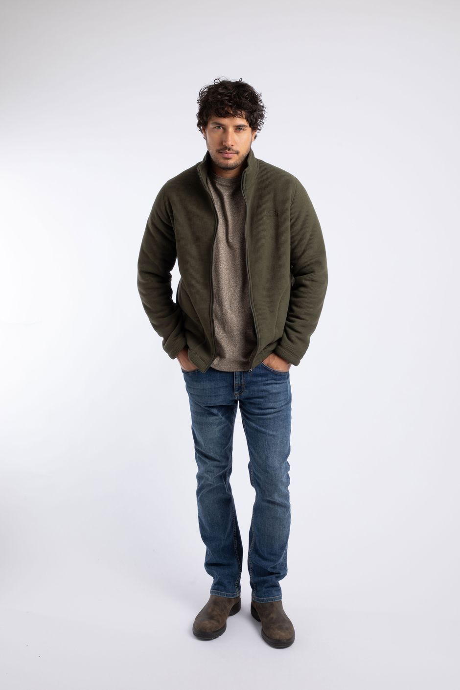 Jimmy Full Zip Fleece Lined Grid Fleece Fir Green