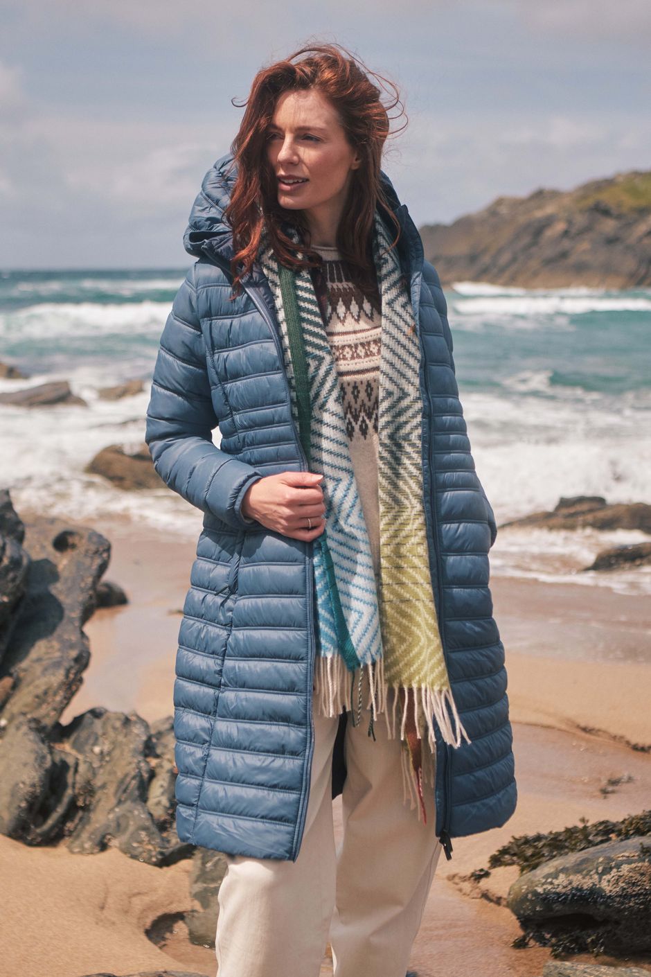 Ravinia Lightweight Padded Long-Line Jacket Ash Blue