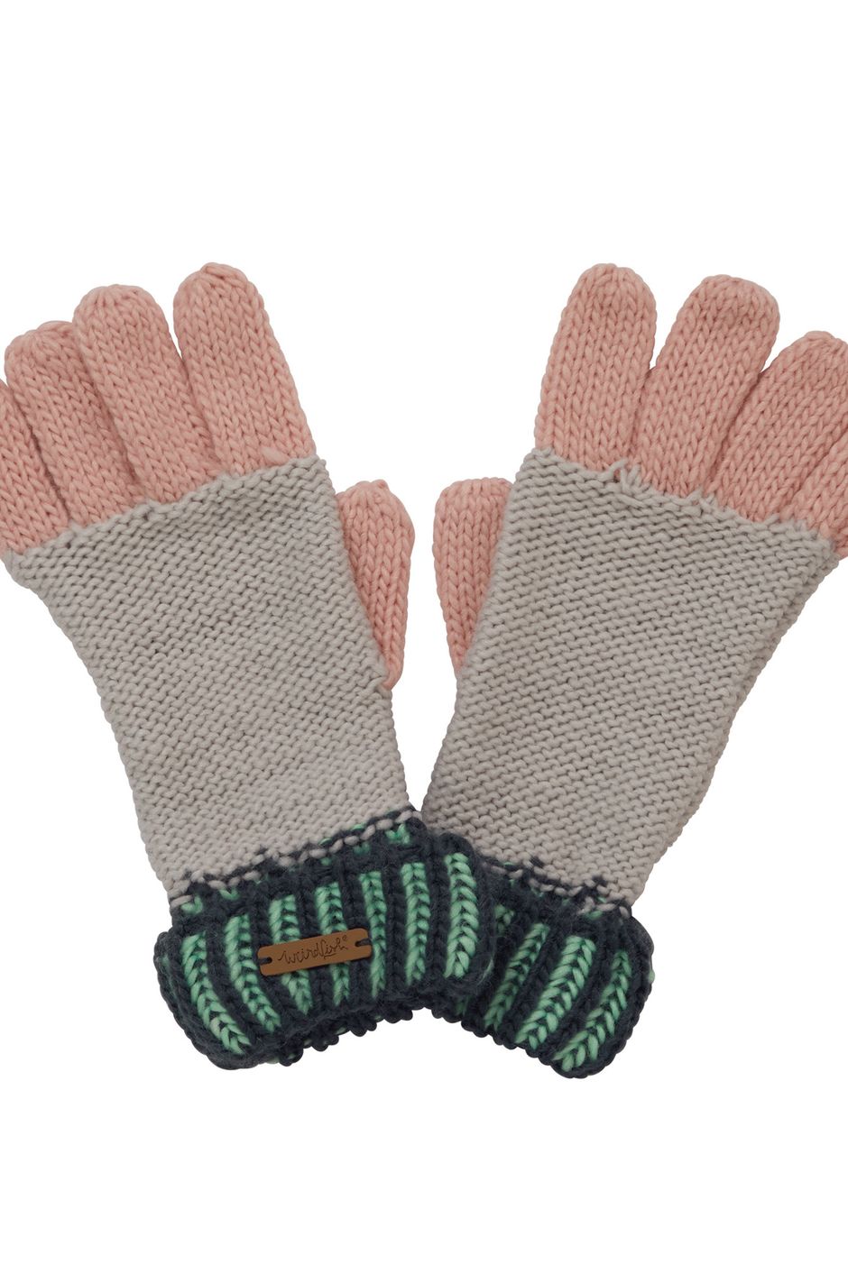 Marta Striped Knit Gloves Pearl Grey