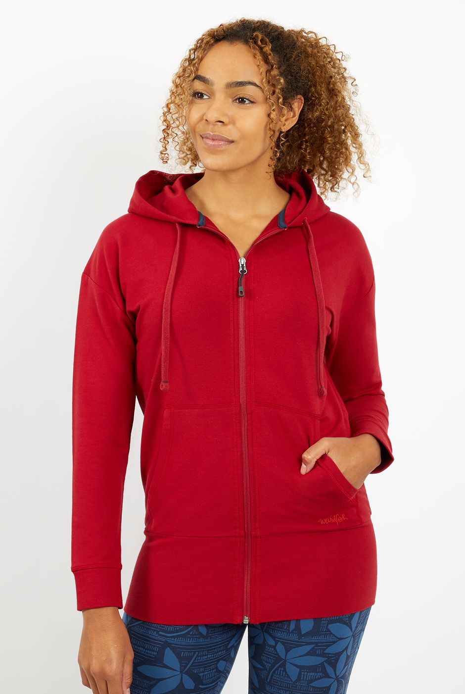 Aphrodite Bamboo Long Line Hoodie Rich Red