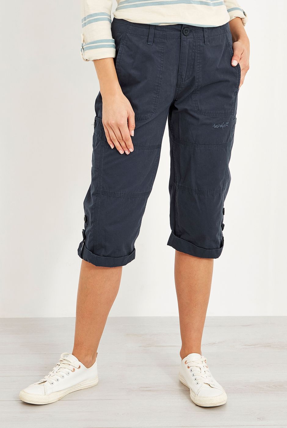 Salena Organic Cotton 3/4 Length Trousers Navy