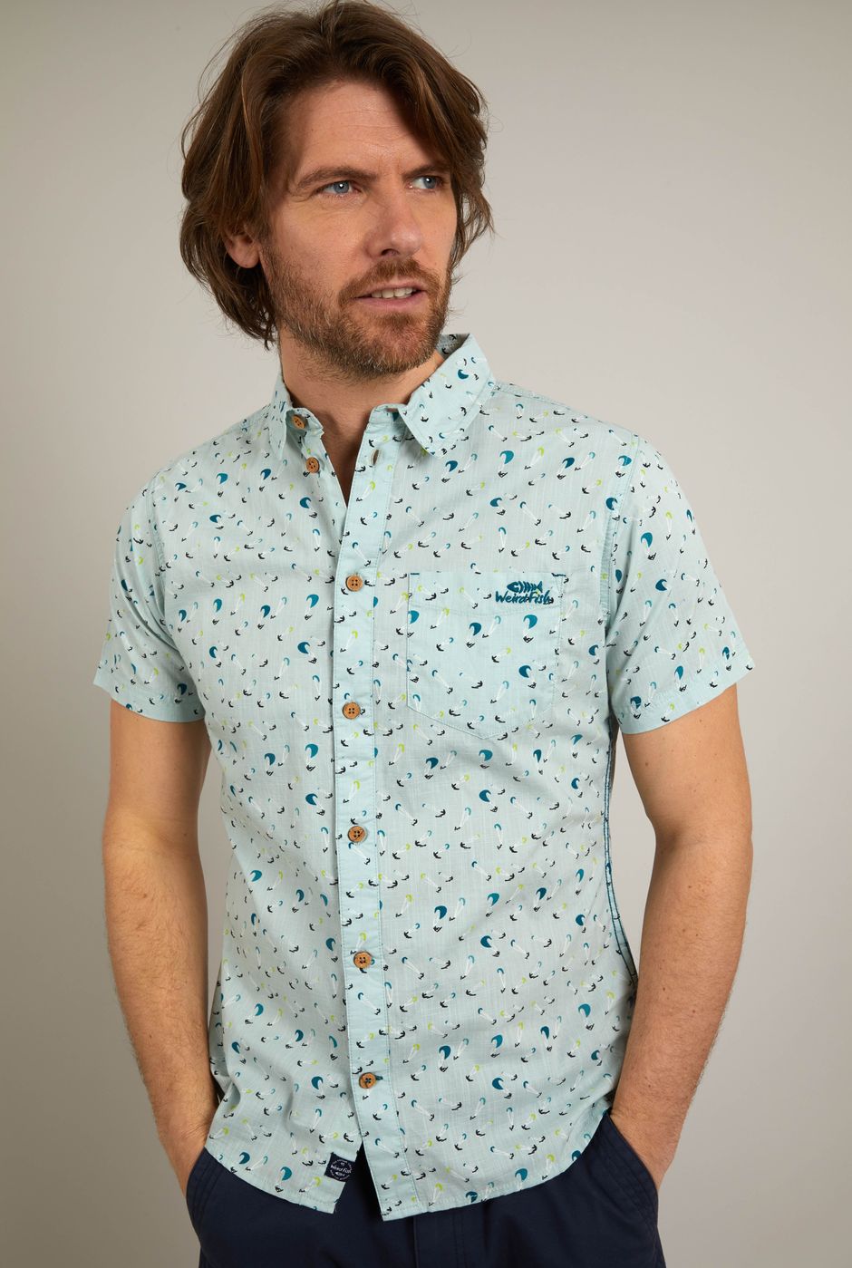 Gillespie Organic Cotton Printed Shirt Aqua