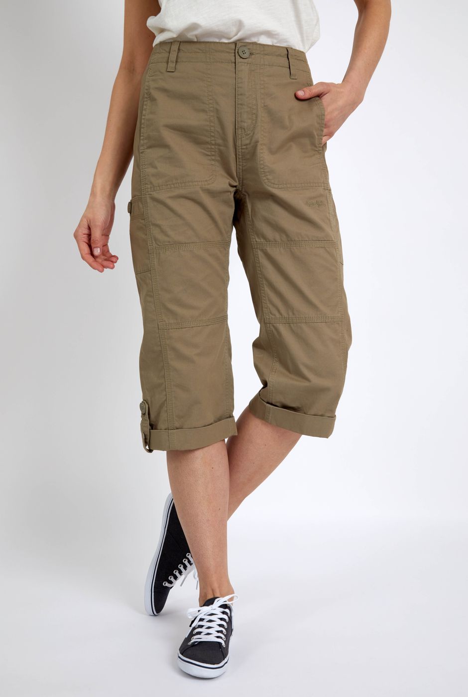 Salena Organic Cotton 3/4 Length Trousers Khaki