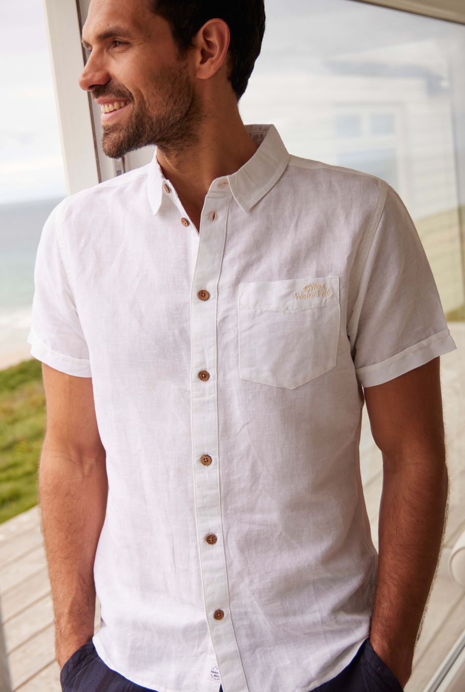 Westray Short Sleeve Linen Rich Shirt Marshmallow
