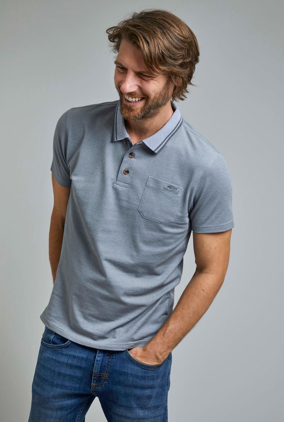 Harlow Eco Lightweight Pique Polo Cement