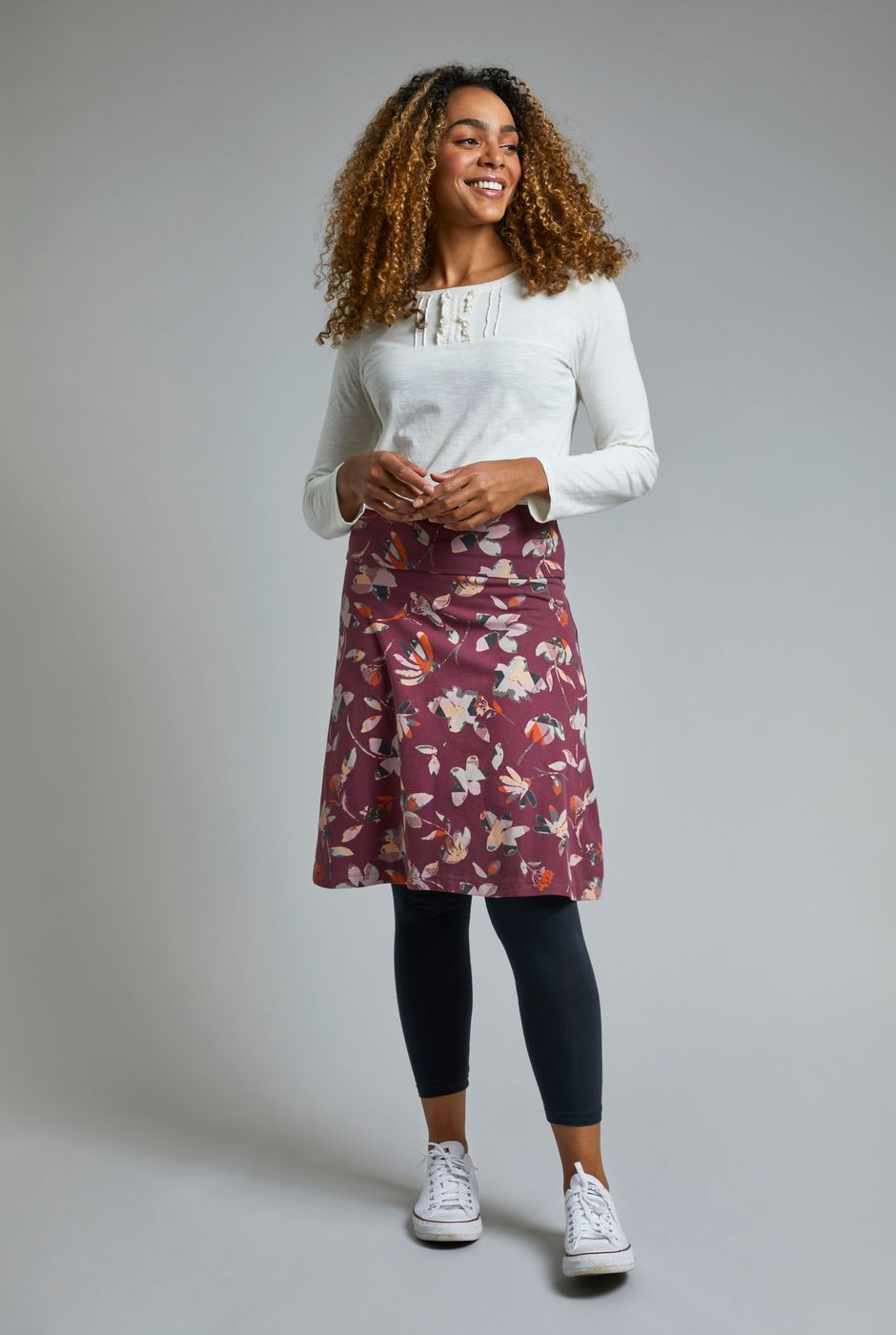 Malmo Printed Organic Jersey Skirt Burgundy
