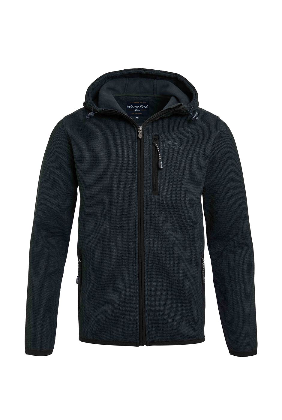 Lockie Recycled Full Zip Bonded Fleece Washed Black | Weird Fish