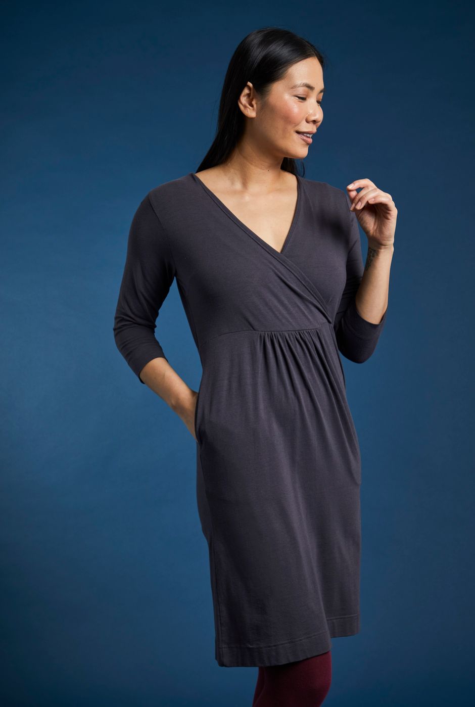 Dottie Organic Wrap Dress Coal