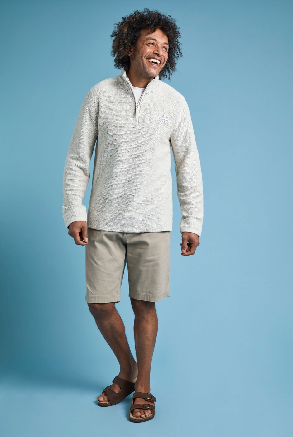 Ashway 1/4 Zip Pullover Sweatshirt Ecru