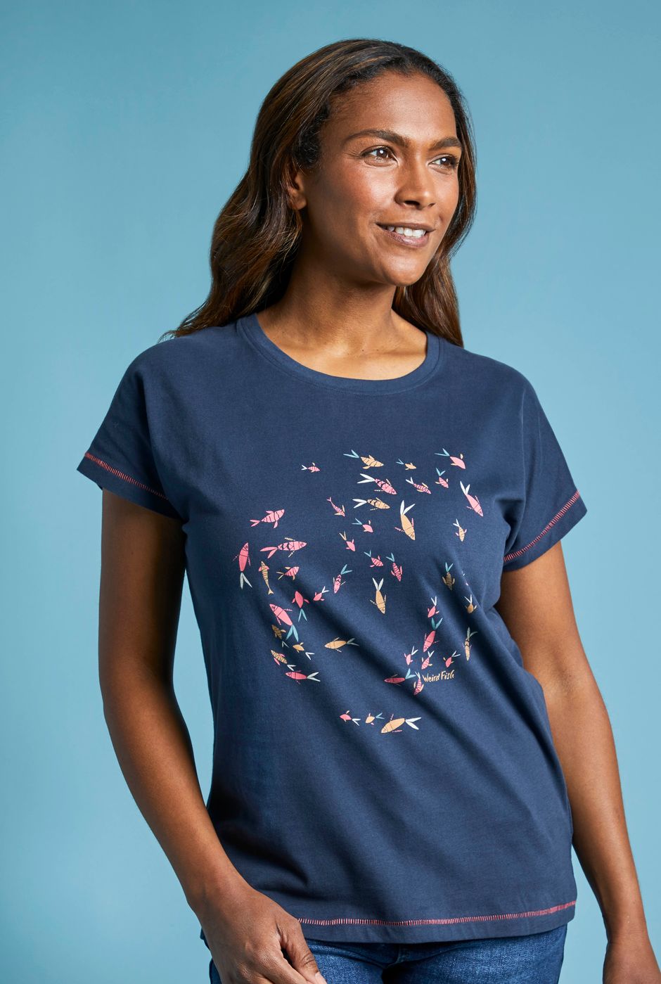 Swirl Organic Cotton Graphic T-Shirt Dark Navy