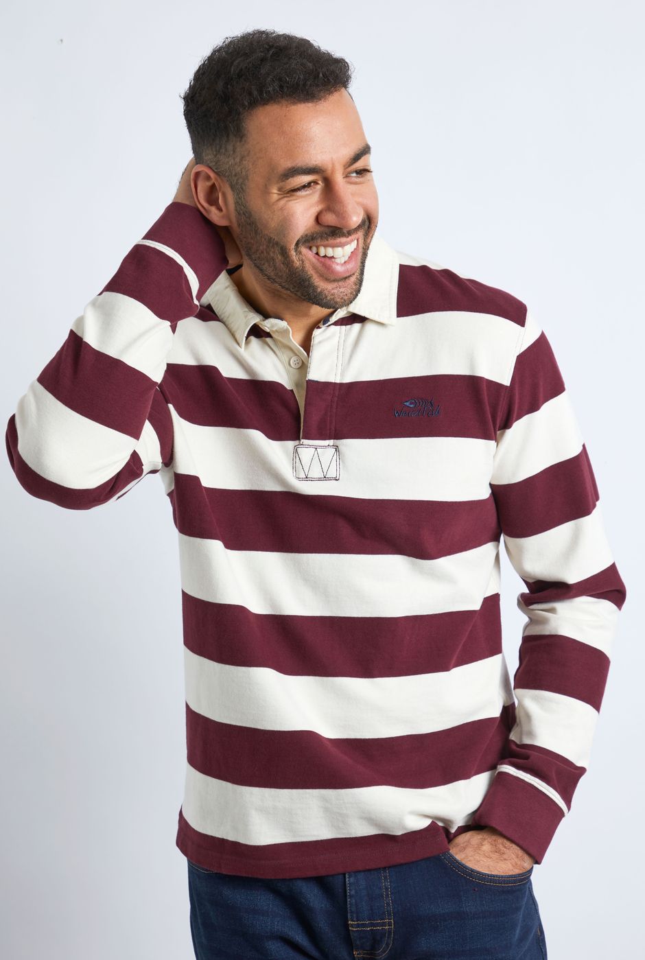 Colefax Organic Cotton Striped Rugby Shirt Antique Cherry