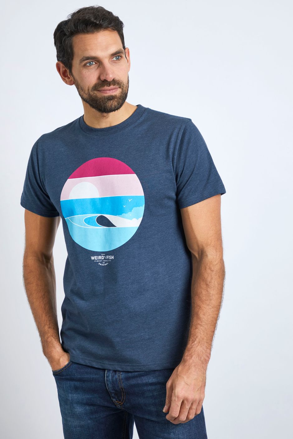 Sunrise Recycled Organic Graphic T-Shirt Navy