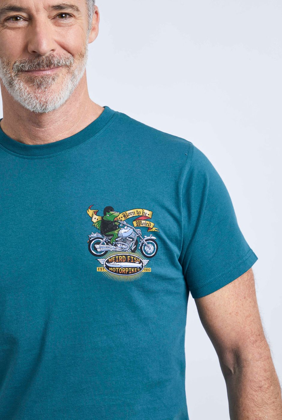 Motorpikes Organic Cotton Artist T-Shirt Petrol Blue