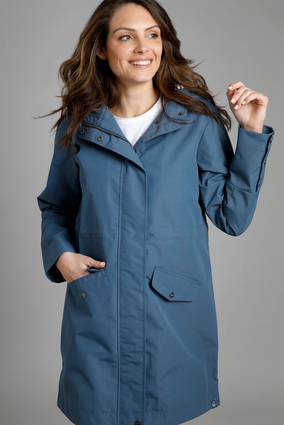 Sanne Recycled Organic Waterproof Longline Jacket Blue Mirage