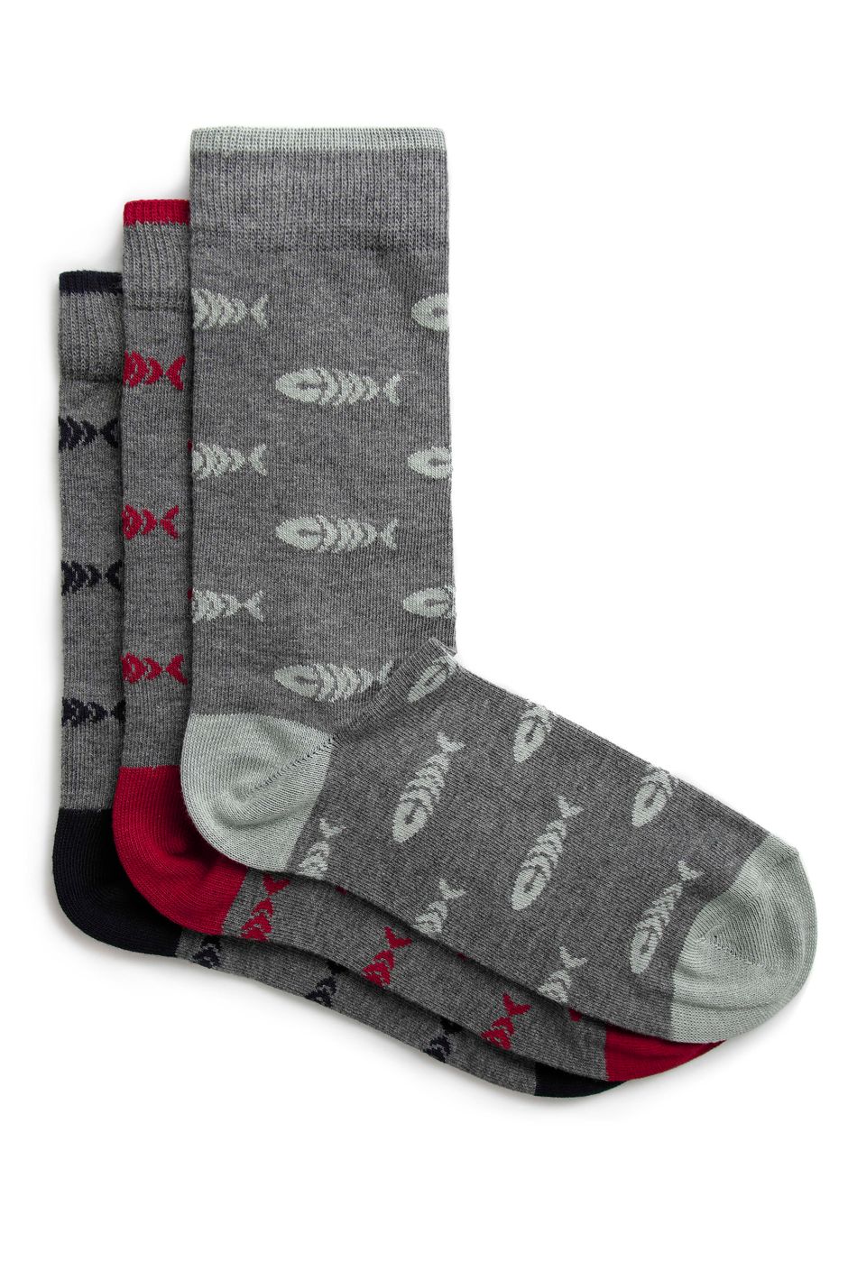 Ronan Eco Bones Socks 3 Pack Grey