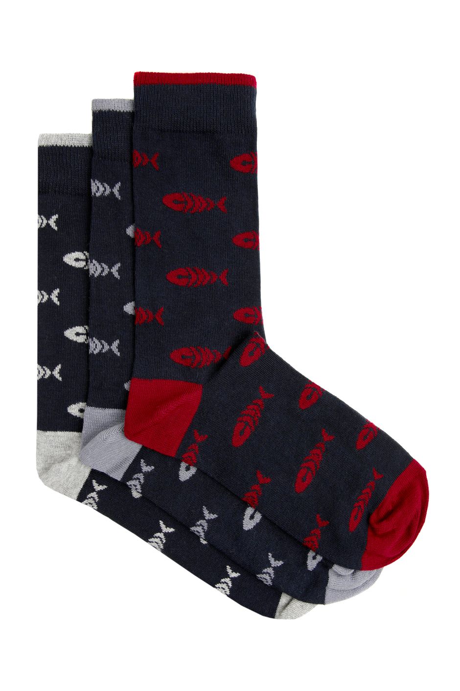 Ronan Organic Branded Socks 3 Pack Navy