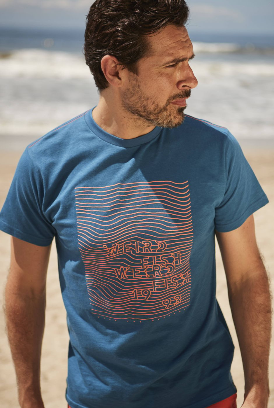 Wavelength Organic Cotton Graphic T-Shirt Dark Blue