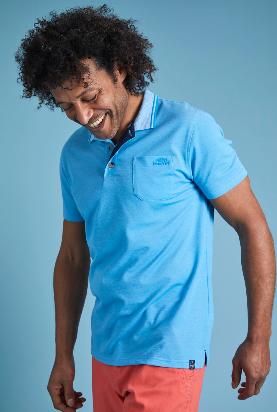 Harlow Recycled Organic Pique Polo Shirt Azure