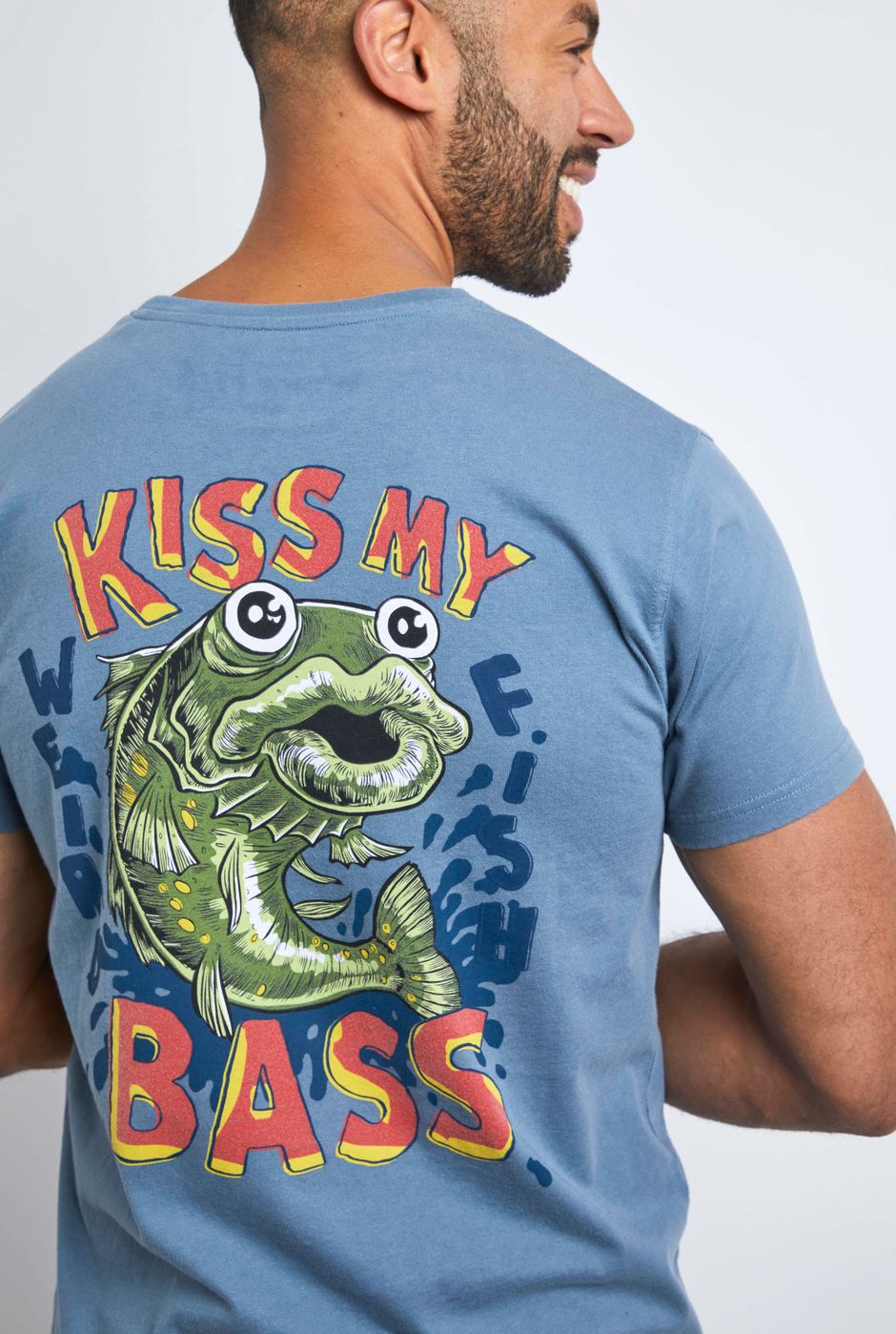 Kiss My Bass Organic Cotton Heritage Artist T-Shirt Blue Mirage