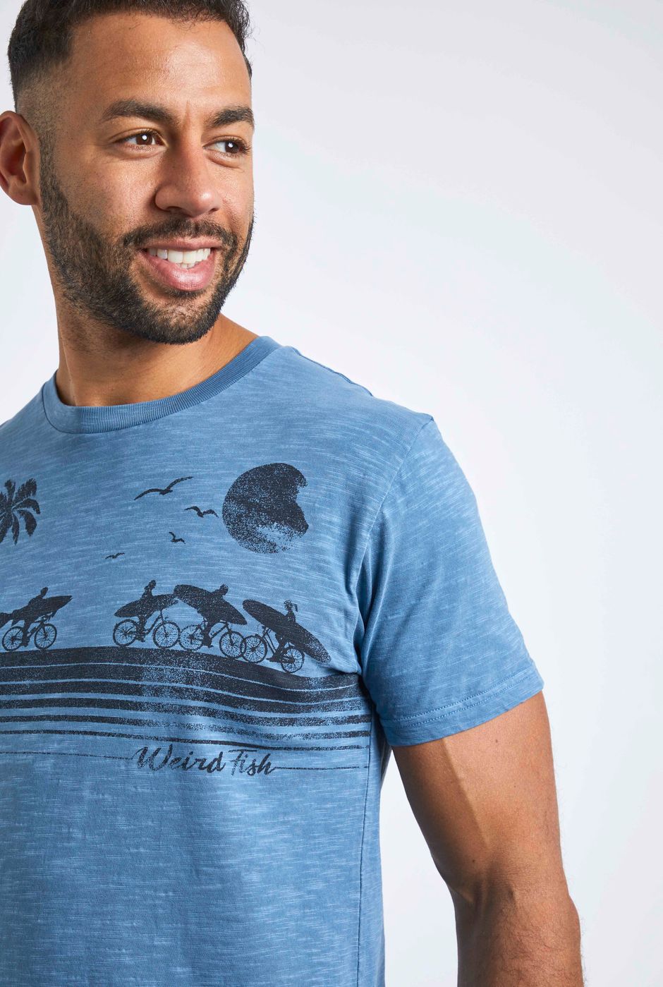 Cycle Path Vintage Print Organic Cotton Graphic T-Shirt China Blue