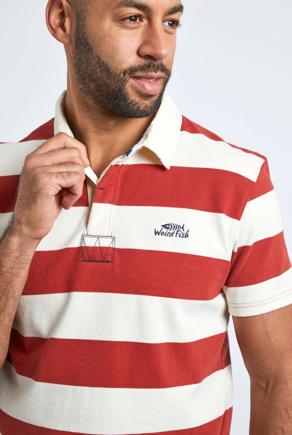 Hennell Organic Cotton Striped Rugby Shirt Chilli Red