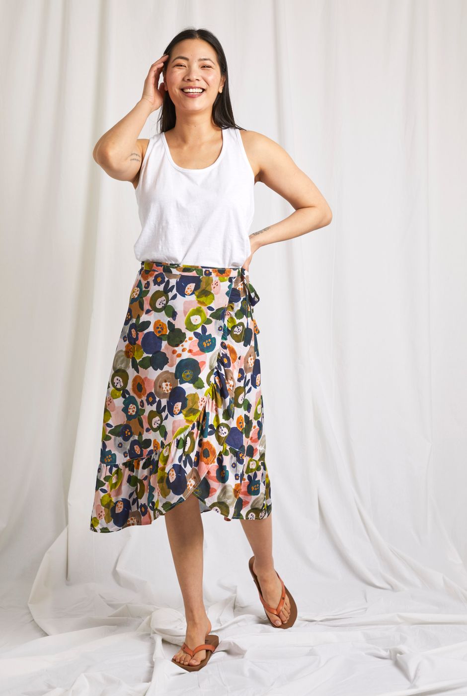 Estelle Lenzing EcoVero™ Printed Midi Skirt Blush