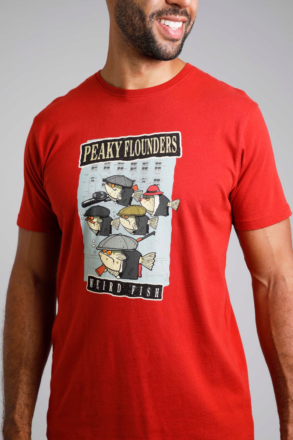 Peaky Flounders Organic Cotton Artist T-Shirt Chilli Red