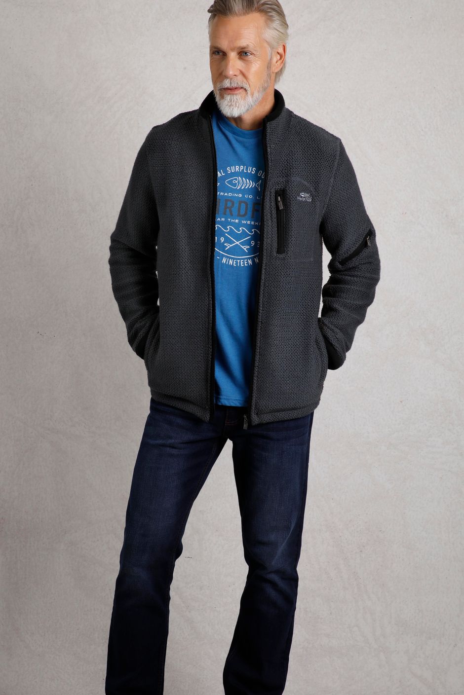 Berhan Full Zip Lined Macaroni Sweatshirt Navy