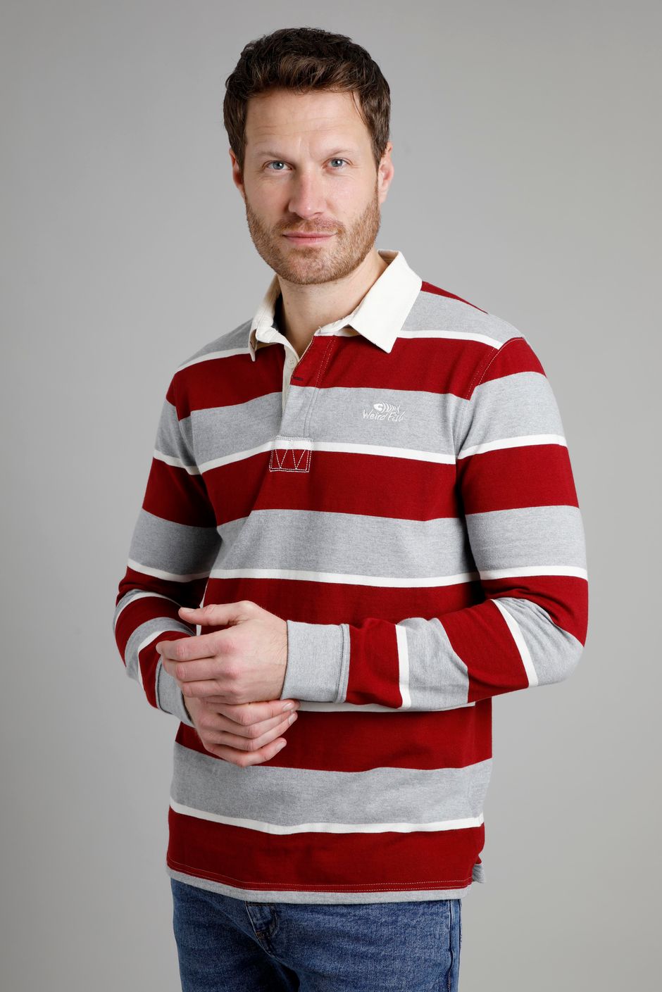 Laxton Organic Long Sleeve Stripe Rugby Shirt Grey