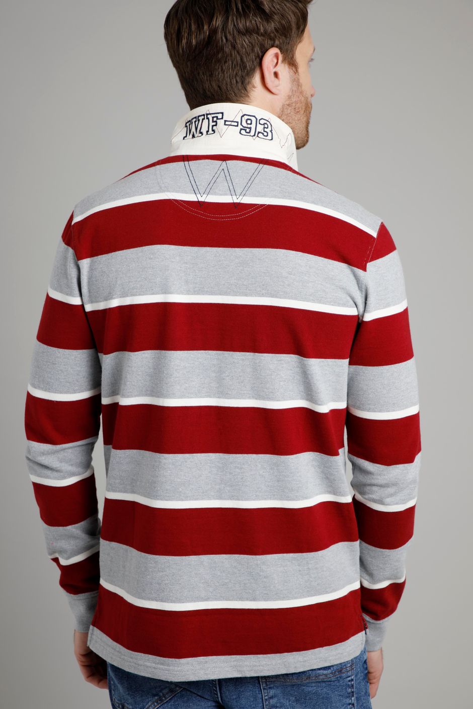 Laxton Organic Long Sleeve Stripe Rugby Shirt Grey Weird Fish