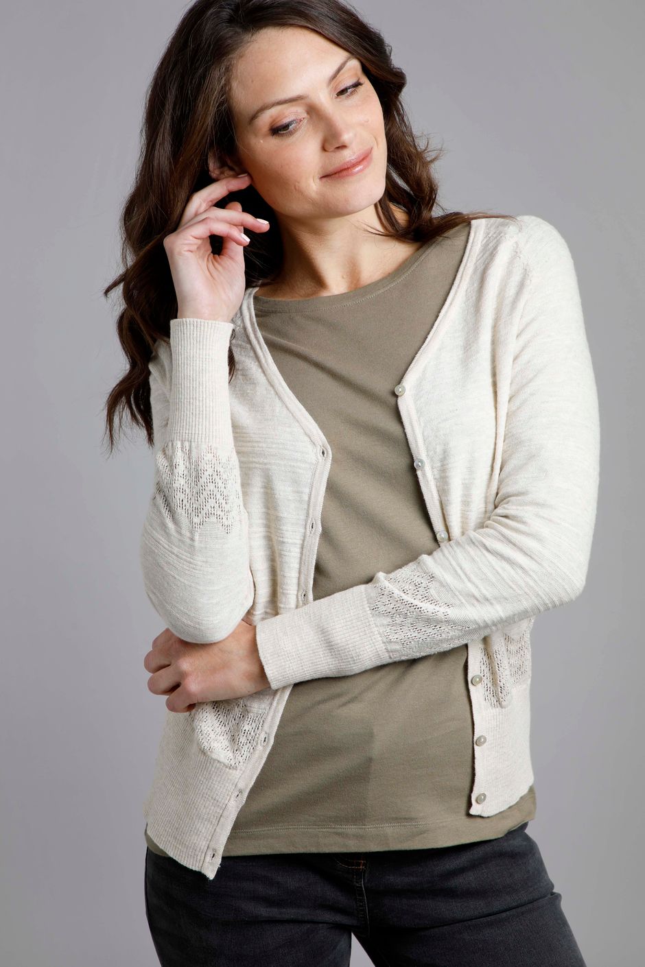Curran Lightweight Cardigan Light Cream Weird Fish