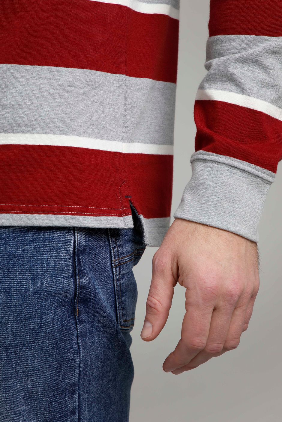 Laxton Organic Long Sleeve Stripe Rugby Shirt Grey Weird Fish