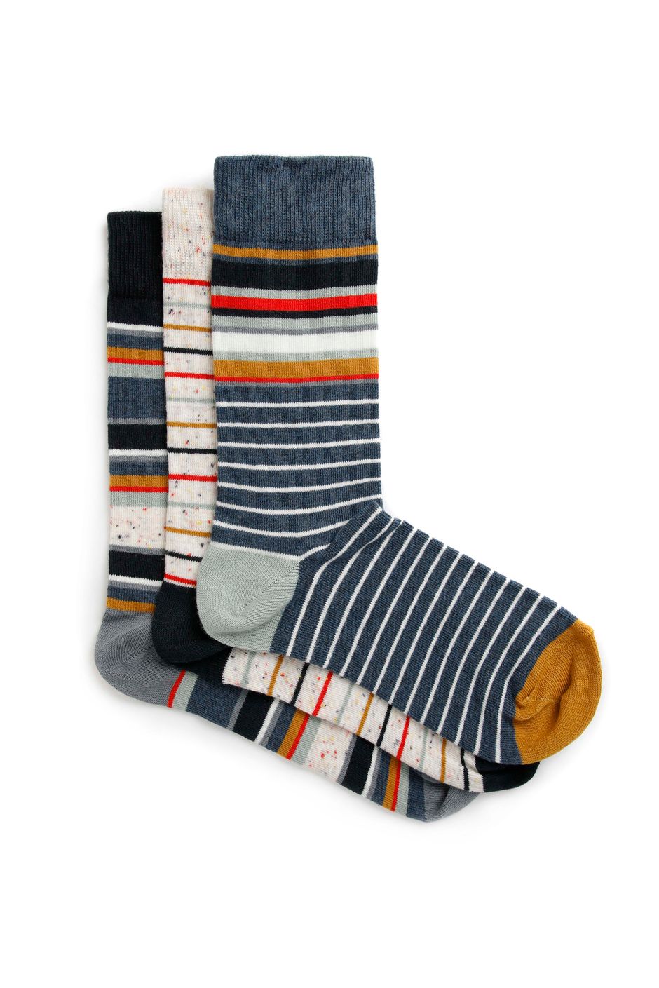 Wyatt Eco Stripe Socks Multi Pack Navy