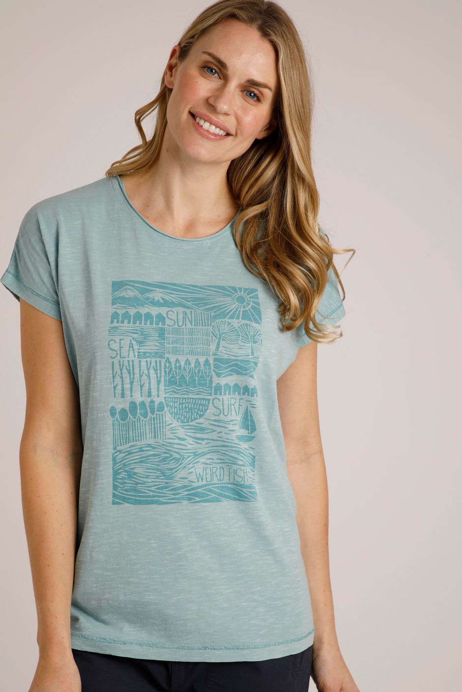 Sun Sea Surf Graphic T-Shirt Faded Jade
