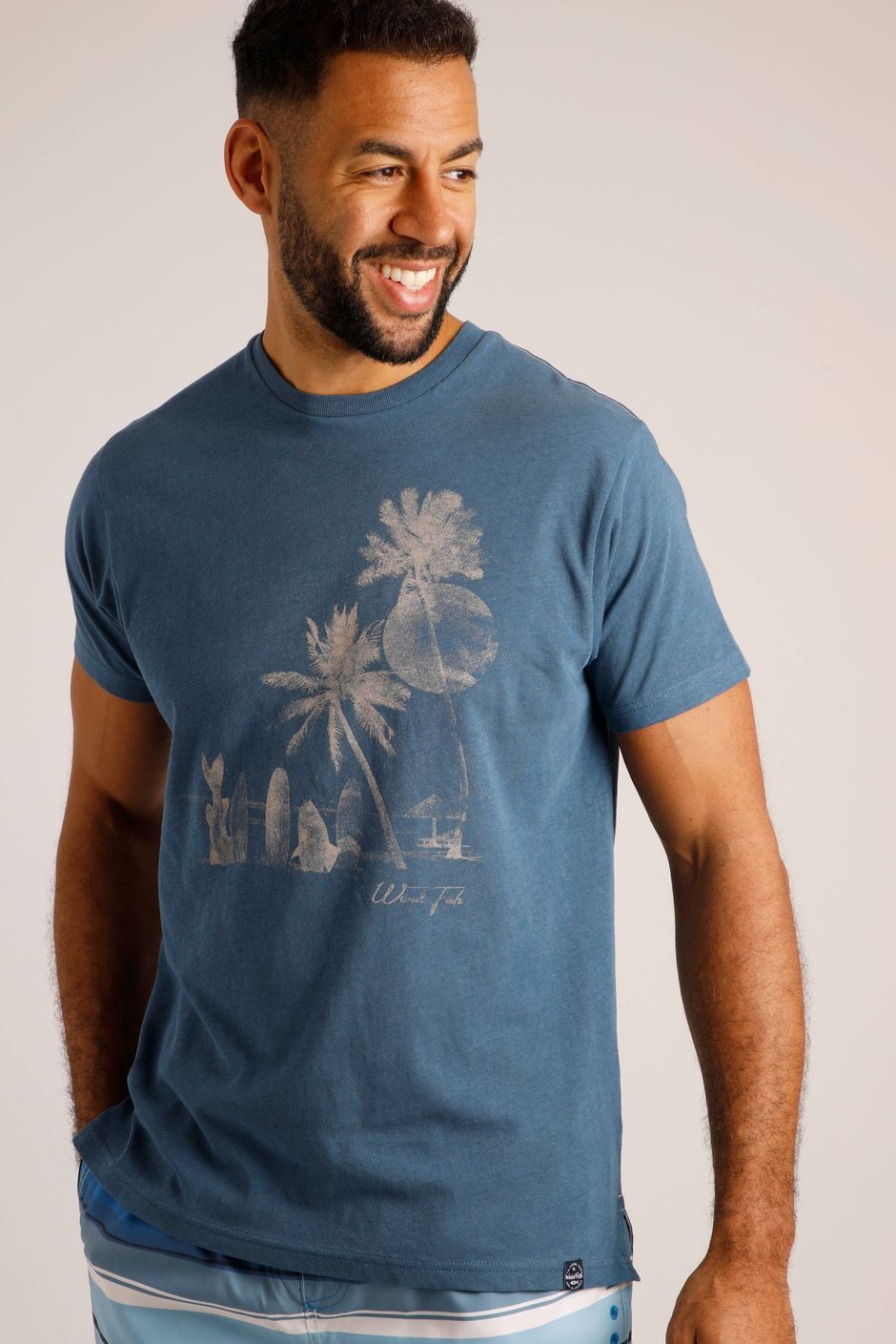Shoreline Linen Blend Graphic T-Shirt Ensign Blue