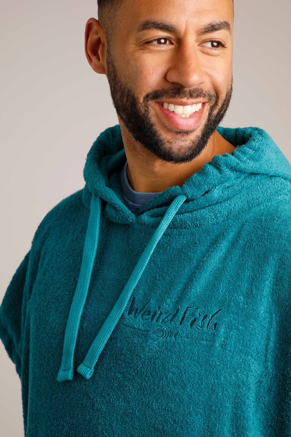 Oceana Unisex Changing Robe Peacock Blue Weird Fish