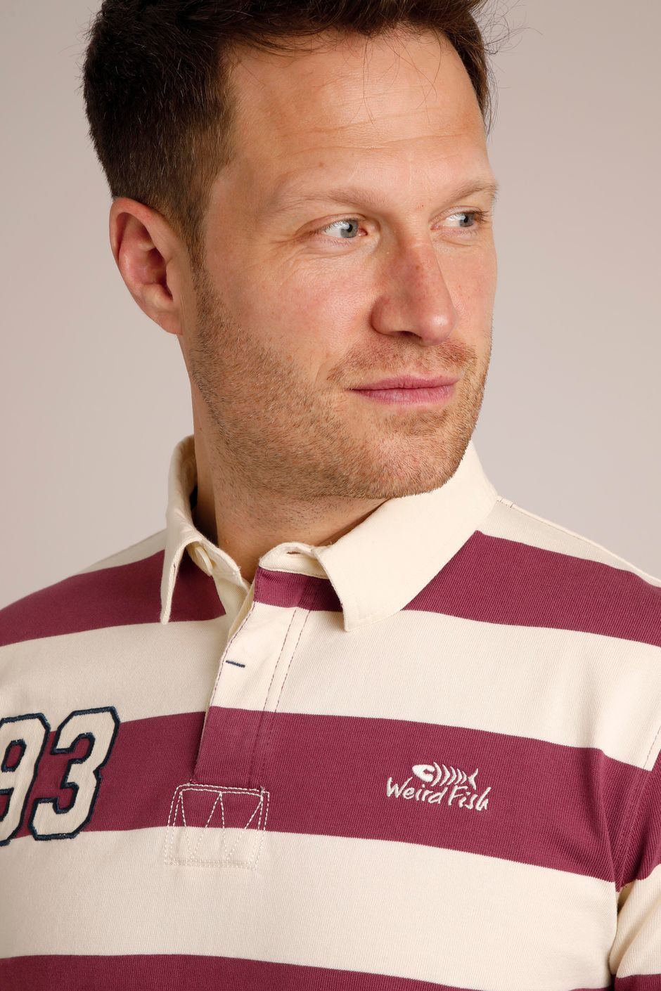 Ariey Organic Short Sleeve Stripe Rugby Shirt Crushed Berry Weird Fish