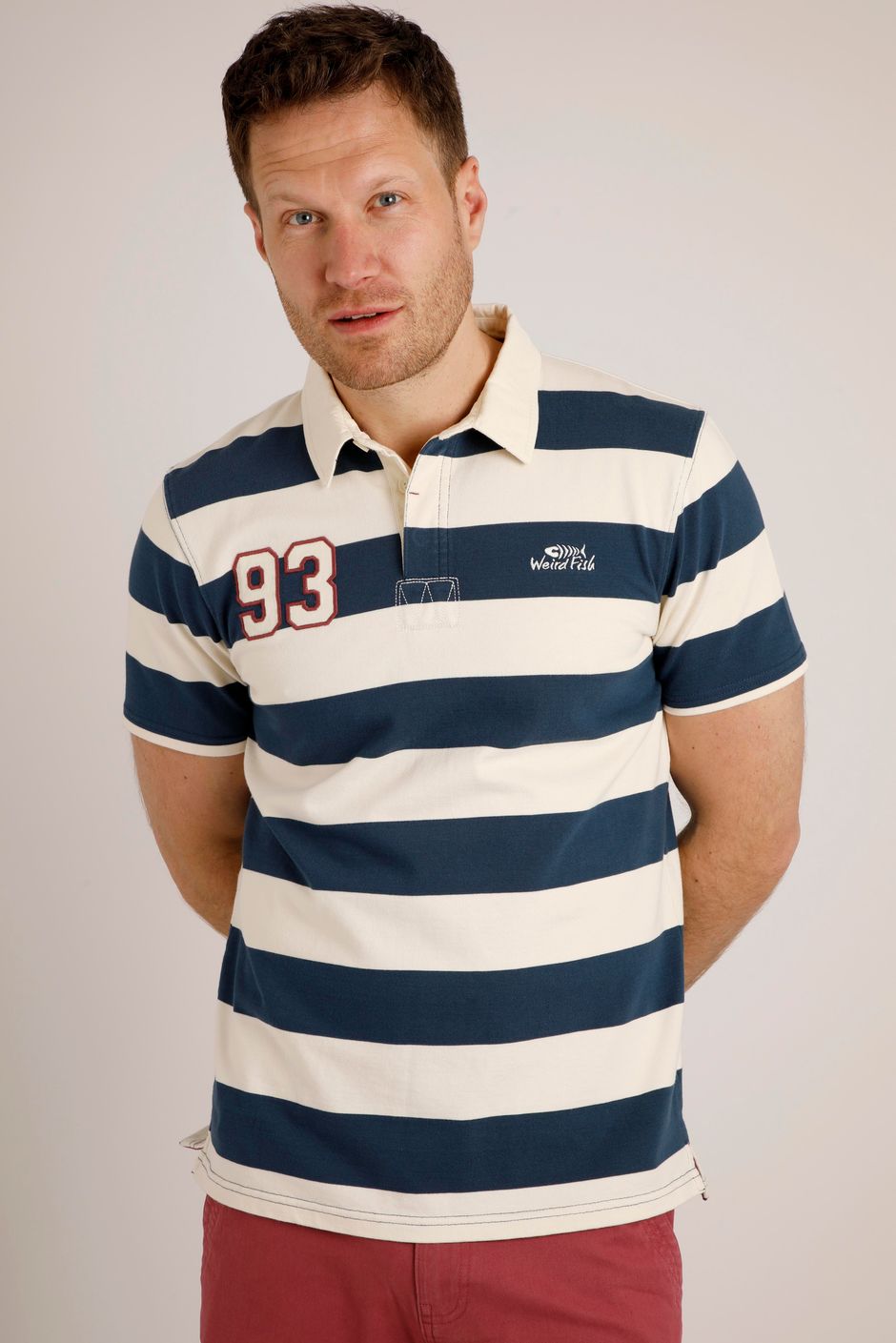 Ariey Organic Short Sleeve Stripe Rugby Shirt Dark Denim