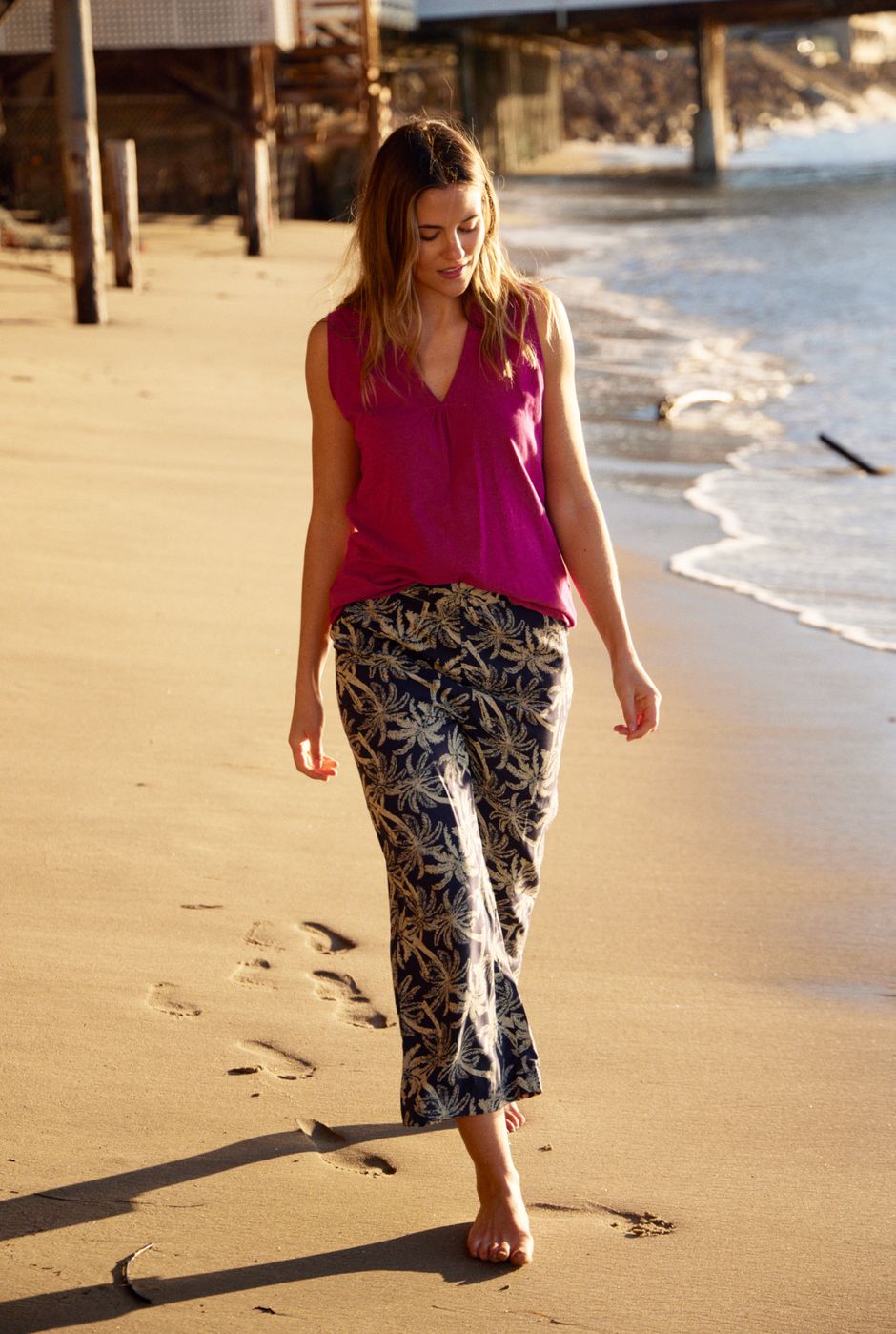 Tresco Lenzing EcoVero™  Printed Cropped Trousers Midnight