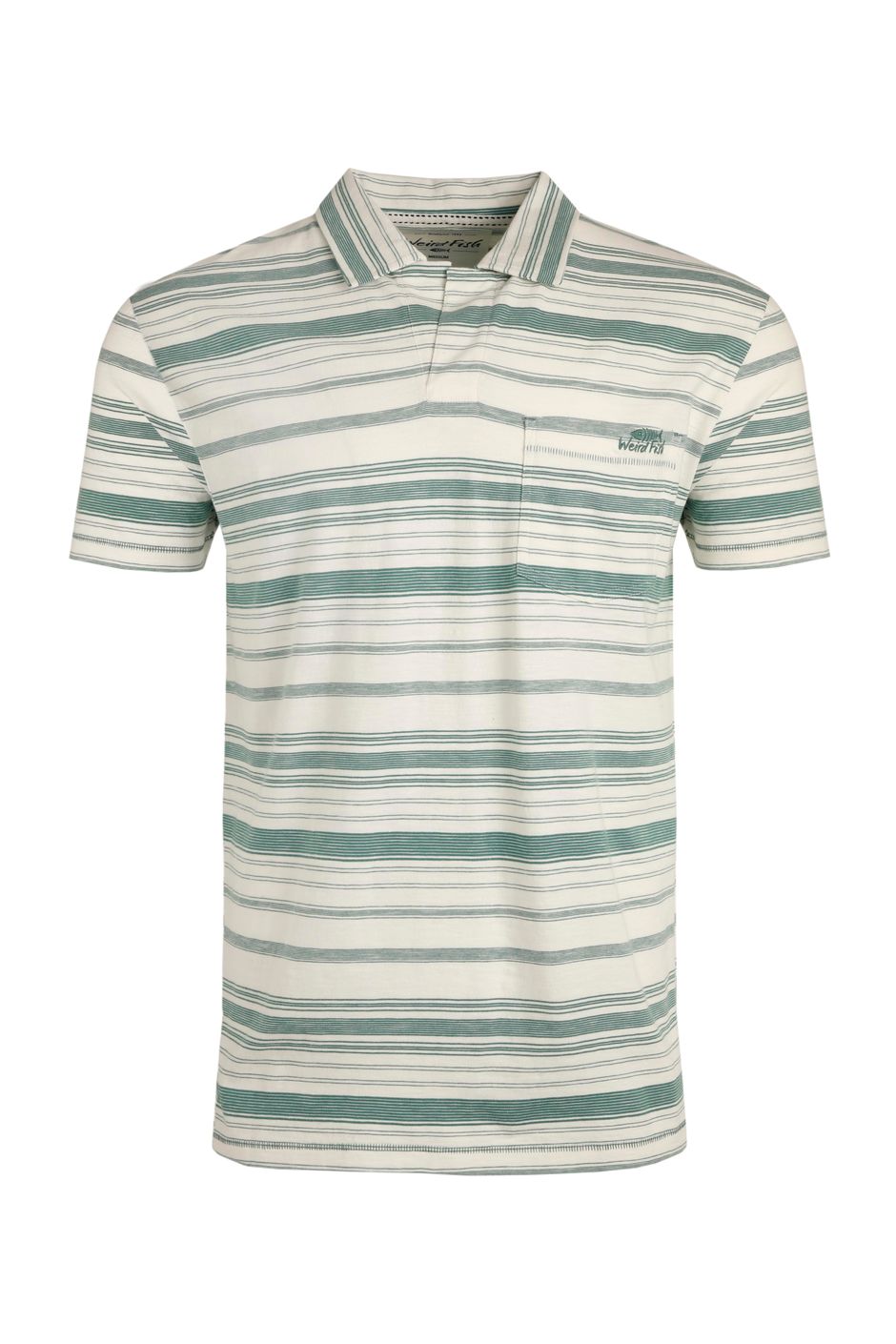 Mersey Organic Stripe Polo Shirt Dark Jade